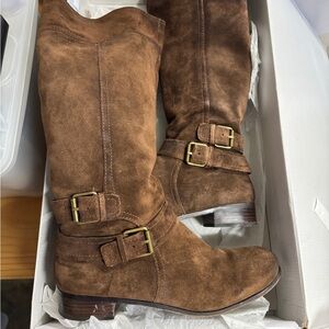 Brown Suede Knee-High Boots